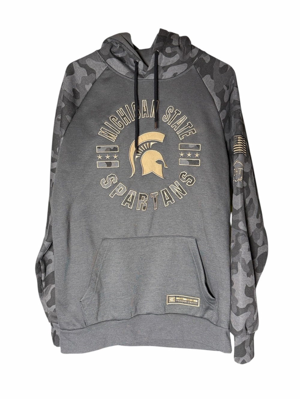 Men’s Michigan State Spartans OHT Military Appreciation Camo Stack Hoodie Sz M